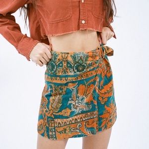 Saturn corduroy wrap mini skirt